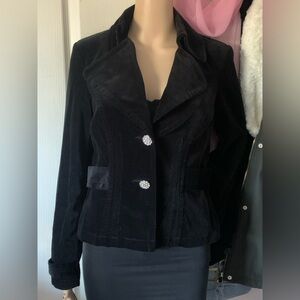 Y2K  black velvet jacket with ornate sparkling jewel  buttons size small